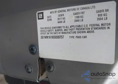 2006 Chevrolet Monte Carlo Ltz from USA, damaged, VIN 2G1WN161X69309757